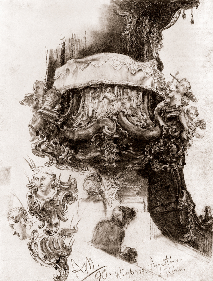  Adolpyh Von Menzel —— 乌兹堡奥古斯汀尼安教堂 (2)